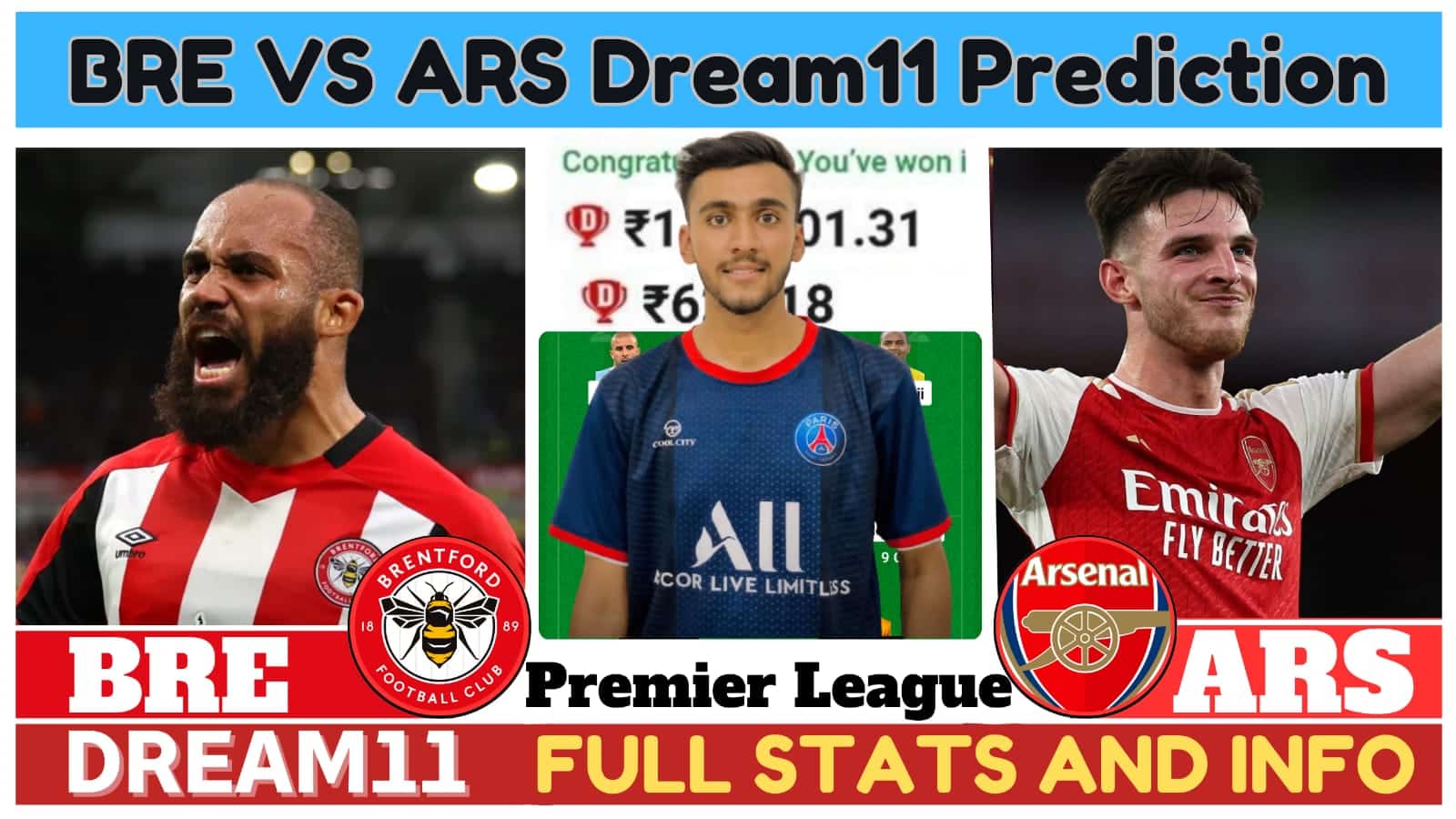 BRE VS ARS Dream11 Prediction | Brentford vs Arsenal Dream11 Team |