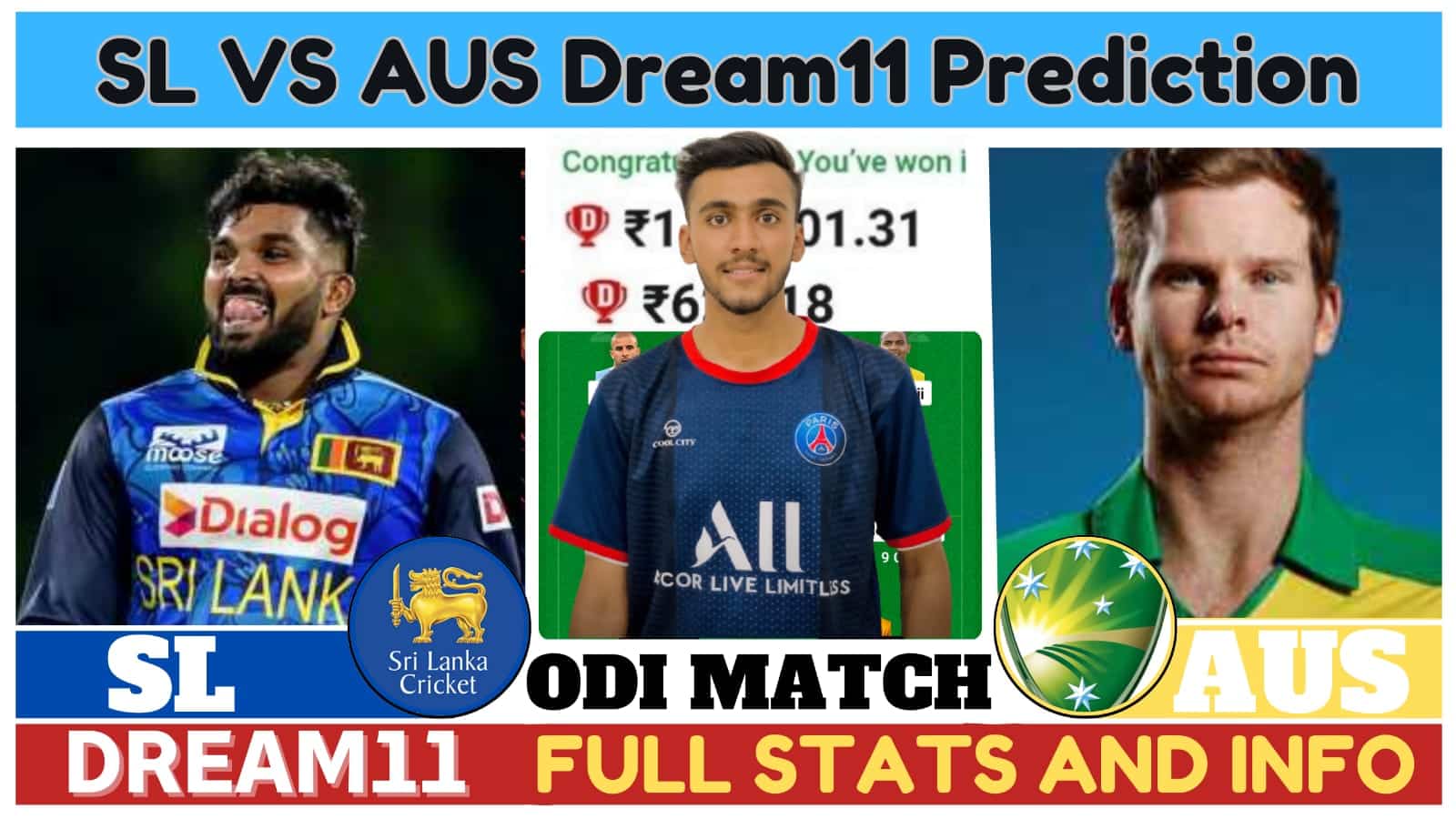 SL VS AUS Dream11 Prediction, 1st ODI: Srilanka vs Australia Dream11 Team