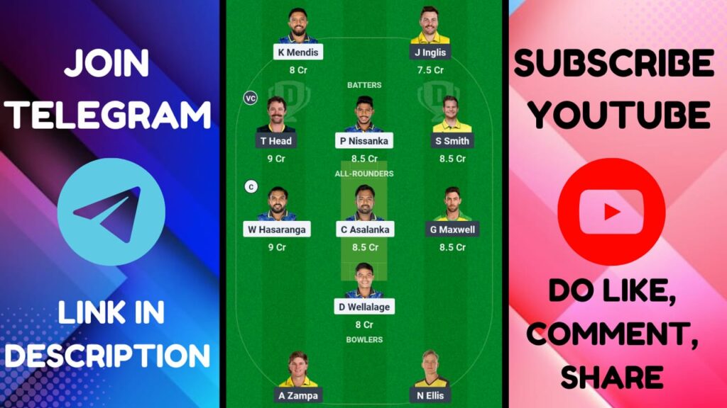 SL VS AUS Dream11 Prediction, 1st ODI: Srilanka vs Australia Dream11 Team