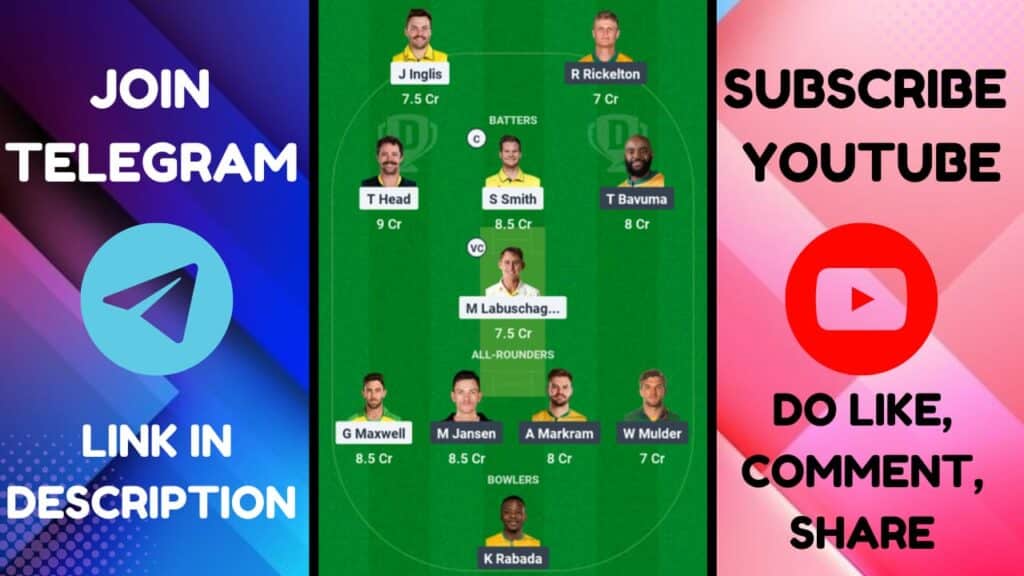 AUS VS SA Dream11 Prediction, Australia vs South Africa Pitch Report, Top Picks |