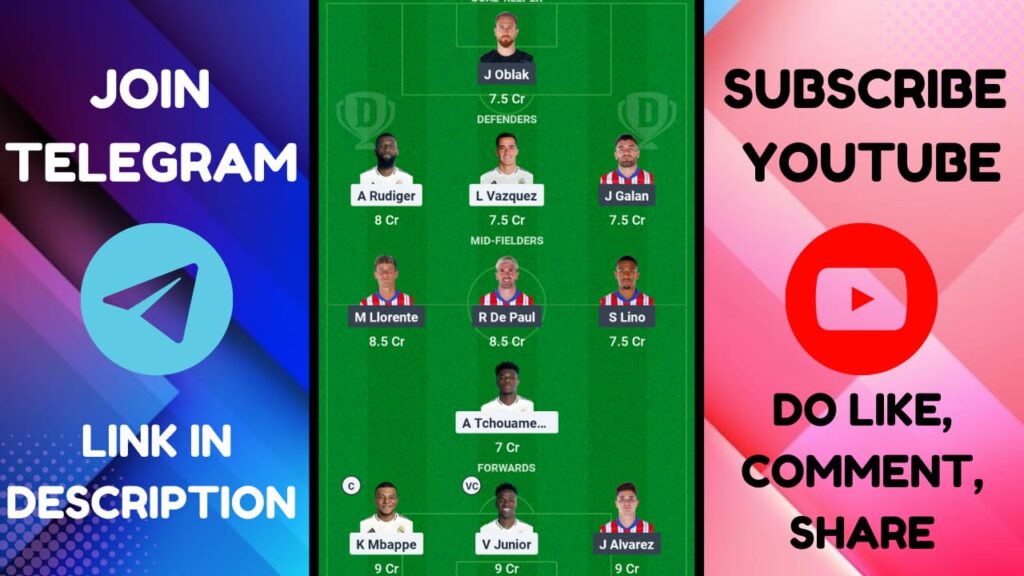 RM VS ATL Dream11 Prediction, Real Madrid vs Atletico Madrid UEFA Champions League Dream11 Team|