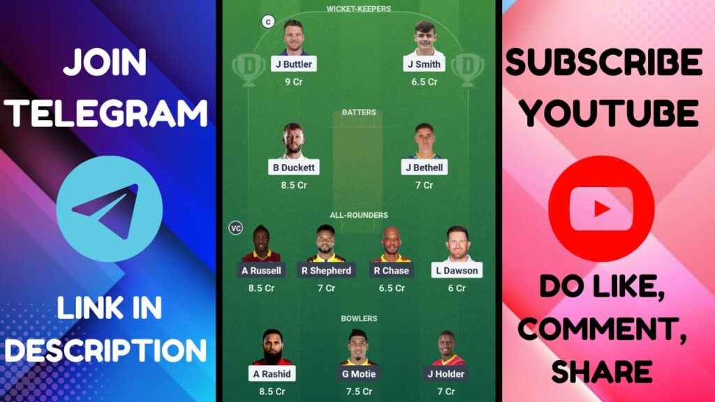 ENG vs WI Dream11 Prediction, Pitch Report, Head To Head, ENG vs WI Dream11 Team