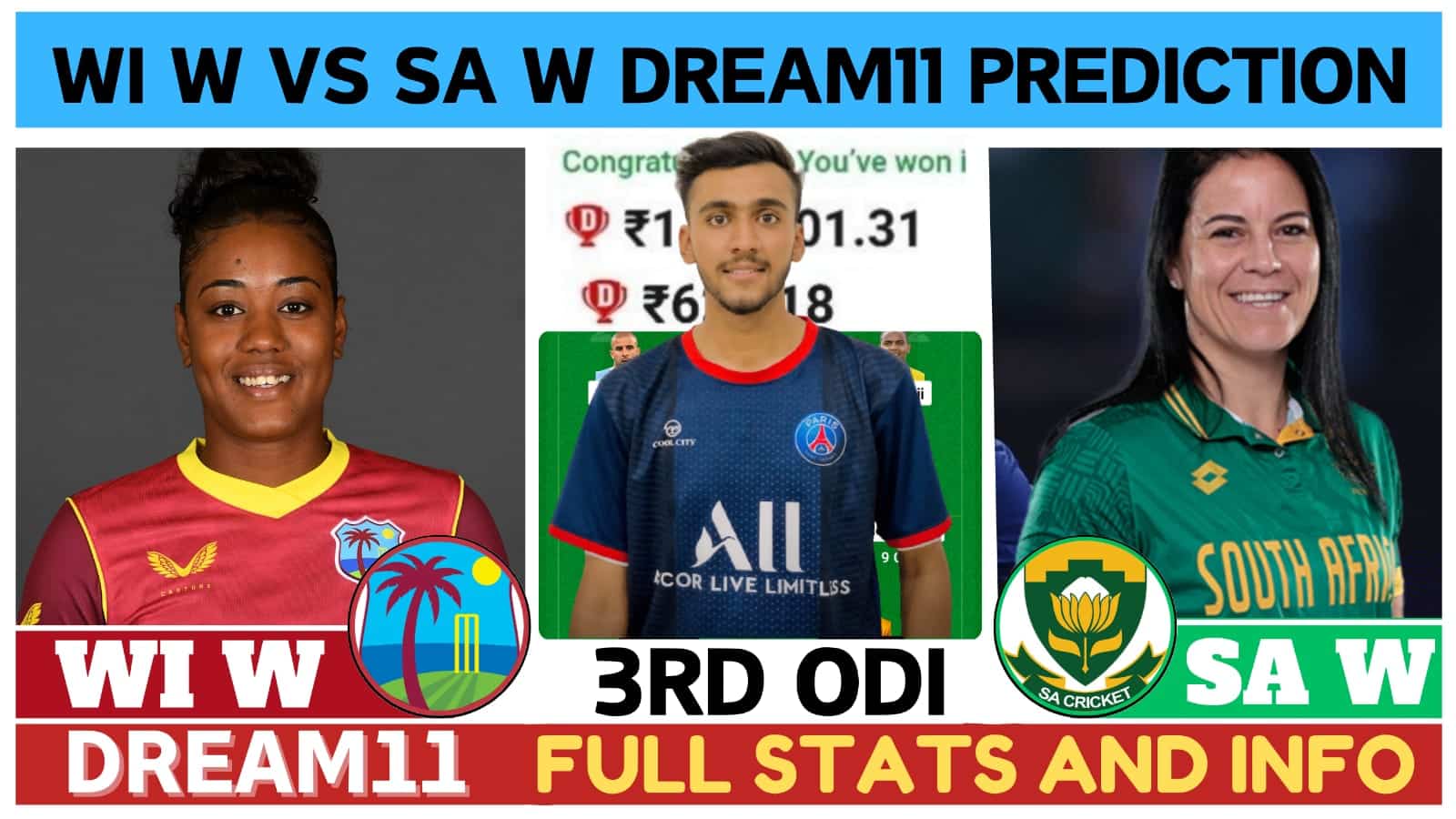 WI W vs SA W Dream11 Prediction, Pitch Report, Head To Head, WI W vs SA W Dream11 Team
