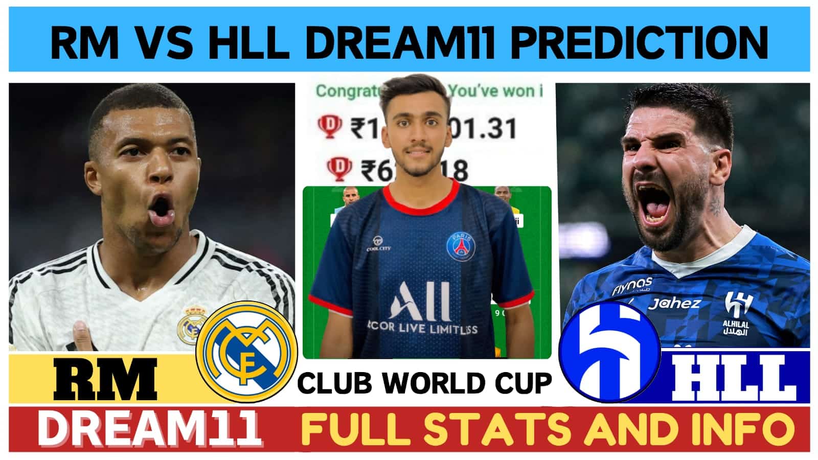 RM vs HLL Dream11 Prediction, Real Madrid vs Al Hilal Dream11 Prediction, Club World Cup Match Prediction