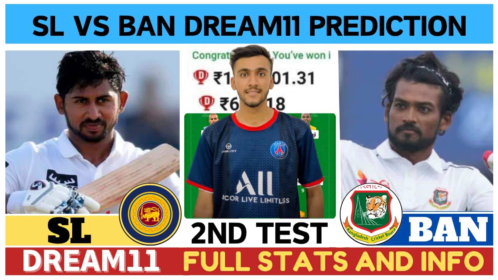 SL vs BAN Dream11 Prediction 2nd Test, Pitch Report, Head To Head, SL vs BAN Dream11 Team