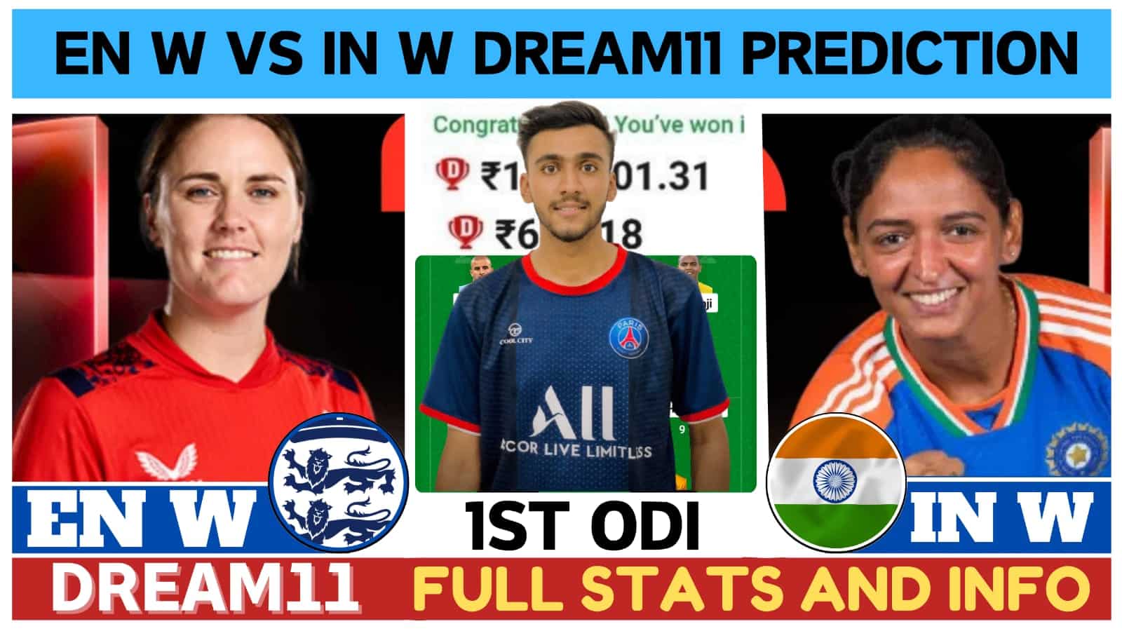 EN W vs IN W 1st ODI Dream11 Prediction, Pitch Report, EN W vs IN W Dream11 Team