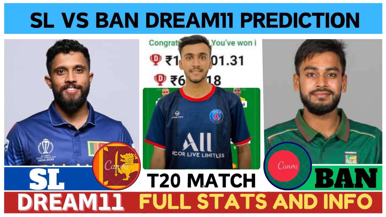 SL vs BAN 3rd T20I Dream11 Prediction, Pitch Report, SL vs BAN Dream11 Team