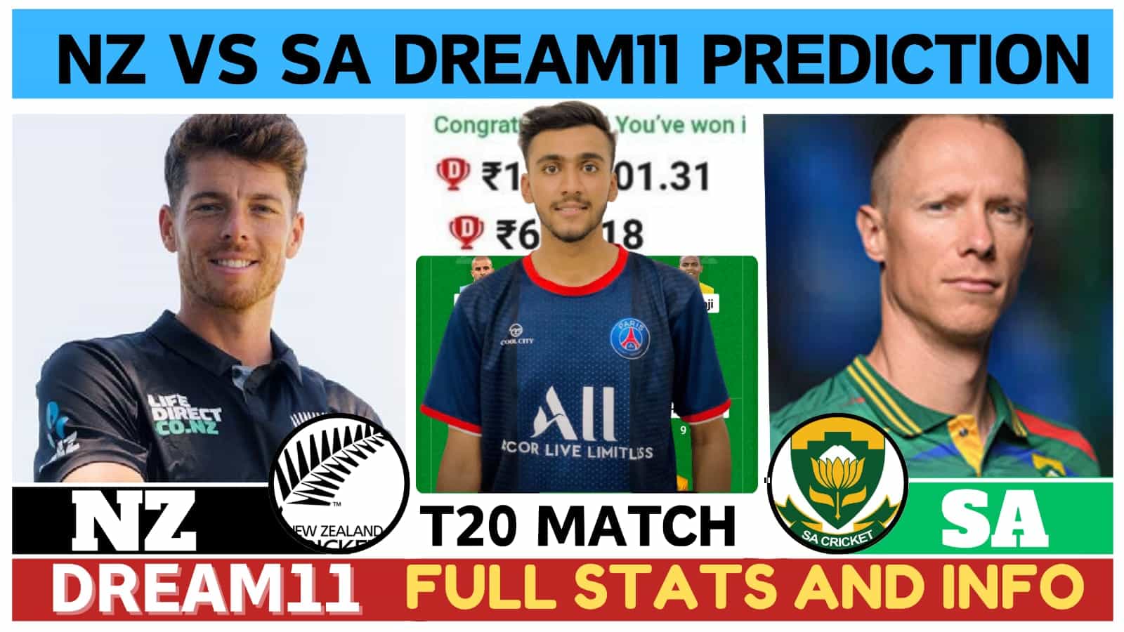 NZ vs SA Dream11 Prediction, Pitch Report, NZ vs SA Dream11 Team