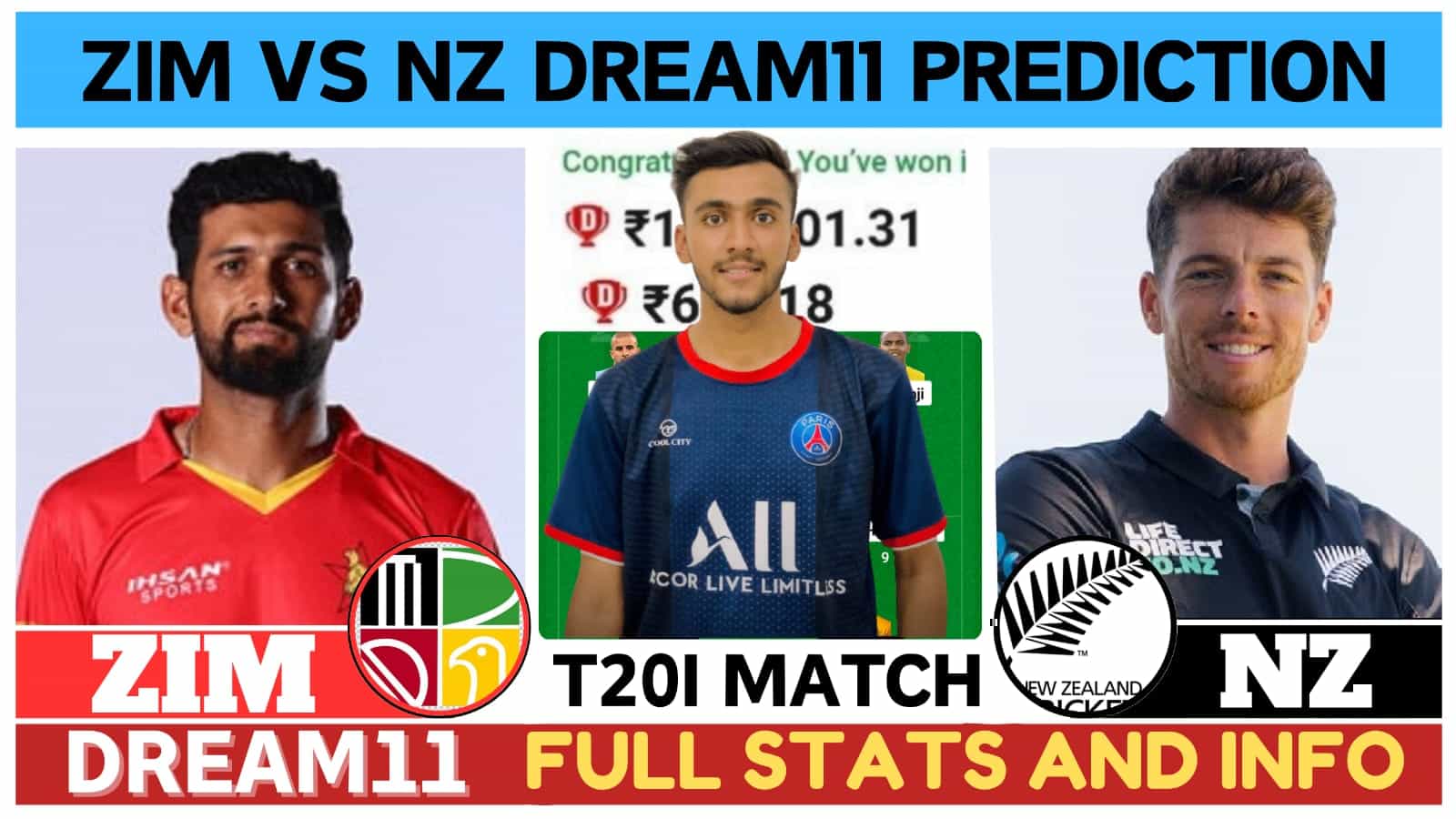 ZIM vs NZ Dream11 Prediction, Pitch Report, Zimbabwe vs New Zealand Prediction
