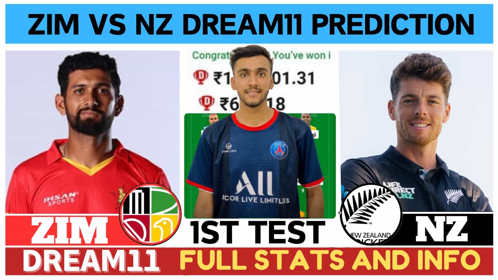 ZIM vs NZ 1st Test Match Dream11 Prediction, Pitch Report, Zimbabwe vs New Zealand Prediction