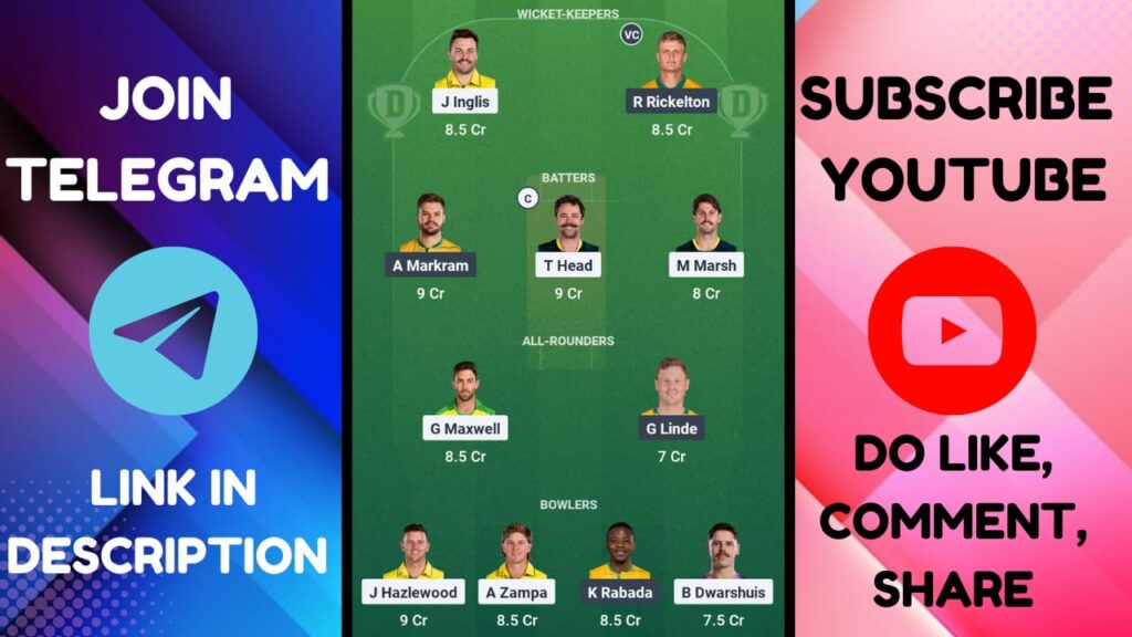 AUS vs SA Dream11 Prediction, Pitch Report, AUS vs SA Dream11 Team