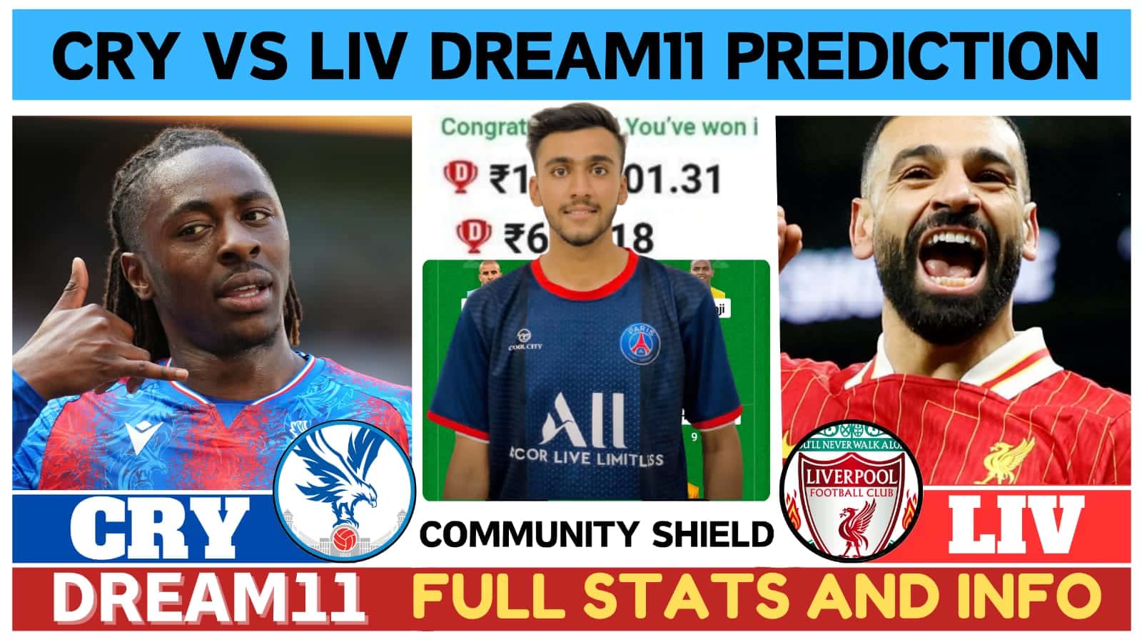 CRY vs LIV Dream11 Prediction, Community Shield Match Prediction, CRY vs LIV Dream11 Team